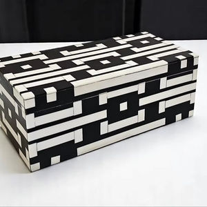 กล่องเครื่องประดับงานฝีมือลายดอกไม้โมร็อกโกแบบเป็นมิตรกับสิ่งแวดล้อม ตกแต่งด้วยกระดูกฝังลายดอกไม้ สำหรับเก็บของตกแต่งบ้าน ตกแต่งโต๊ะ ของขวัญปีใหม่ - Product Image 1