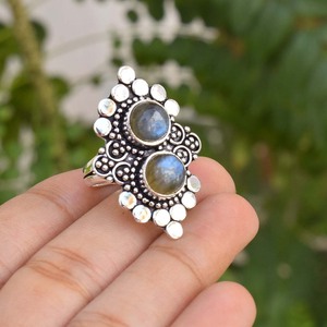 Anillo de labradorita azul fuego natural, plata de ley 925, joyería con piedra preciosa de labradorita, anillo de boda, regalo para mujer - Product Image 4