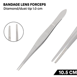 Pinzas para Lentes de Empuñadura Ancha de 10.5cm con Punta de Diamante, Instrumento Quirúrgico Oftálmico de Acero Inoxidable Alemán - Product Image 3