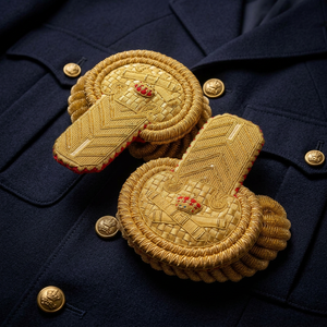 Epaulettes Unisex Transpirables de Lana con Hilo Dorado, Insignia de Corona Bordada, para Uniforme, Talla Adulto - Product Image 3