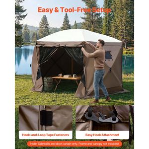 Pareti Laterali per Gazebo 5.67 x 4.85 ft con 1 Porta con Cerniera e 2 Finestre, Accessori per Tenda Impermeabile e Protezione Solare - Product Image 6