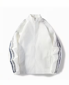 Men's <b>Square</b> Collar Color Blocking Zipper Jacket Casual Style <b>White</b> Green Navy - Product Image 1