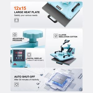 Pressa a Caldo 12 x 15 Pollici 8 in 1 per Trasferimento Termico, per Tumbler da 6-30 oz, Girevole a 360 Gradi per T-shirt - Product Image 6