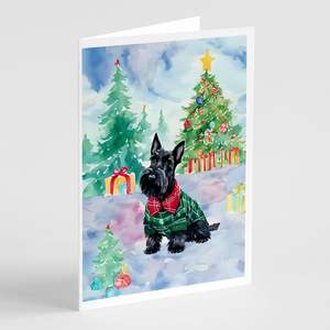 Scottish Terrier Whimsical A7 Christmas Greeting Cards Pack of 8 Blank Note Cards with <b>Envelopes</b> <b>5x7</b> Size - Product Image 1