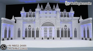 เวทีงานเลี้ยงฉลองสมรสชาวยิวและอินเดีย ดีไซน์หรูหราสไตล์วิคตอเรียนสีขาว ตกแต่งเวทีงานแต่งงานสุดอลังการ ชุดเวทีธีมพระราชวังสุดหรู - Product Image 3