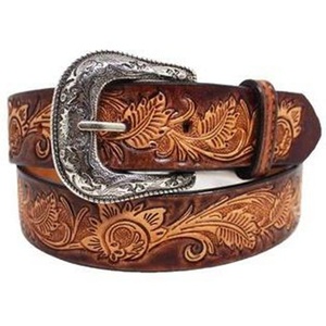 Western Cowboy Belt With Floral Embossed Design Best Quality Genuine Western <b>Leather</b> <b>Tooling</b> Belt Top Wholesale Manufacturer - Product Image 1