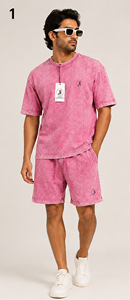 Men Acid Wash Summer <b>Set</b> Relaxed Fit Matching T Shirt And Shorts Soft Washed Fabric Designed For Summer Comfort Street Fashion - Product Image 1