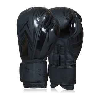 Gants de boxe en cuir PU noir, légers, respirants, antidérapants, avec sangle de poignet réglable pour l'entraînement en salle de sport - Product Image 3