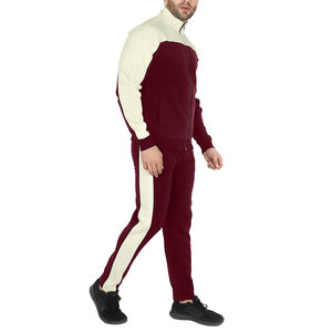 Men's Color Blocking Tracksuit Full <b>Zip</b> <b>Hooded</b> Sweatshirt With Side Pockets Casual Jogging Pants Polyester Cotton Autumn Wear - Product Image 3