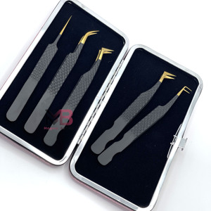 Pinzas para Pestañas de Acero Inoxidable con Punta de Fibra Puntiaguda, Antiestáticas, Precisión, Duraderas, Punta Serrada, Calidad Premium - Product Image 3