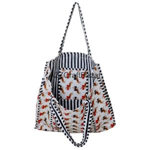 Bolsa de Mano Grande Acolchada de Algodón Orgánico Ecológico para Mujer, con Rayas Bohemias Hechas a Mano, Asa Larga para Hombro, para Compras - Product Image 6