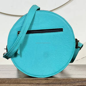 New Fashion Hand Tooled Floral <b>Leather</b> Stylish Round Zipper Handbags Cherry Design Crossbody Shoulder <b>Purse</b> for Women - Product Image 5