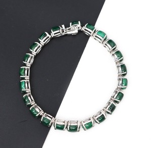 Natural Malachite Stone <b>Charm</b> Bracelet 925 Sterling Silver Gold Plated Natural Green Gemstone Luxury Fine Jewelry for Women - Product Image 4