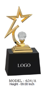 Star <b>Trophy</b> With Crystal Ball Base Black <b>Plaque</b> Model 634 A B C - Product Image 4