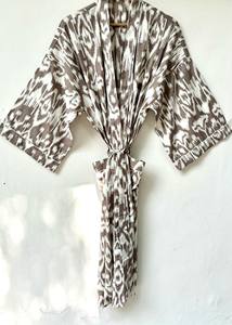 Kimono de Algodón Estampado Hecho a Mano para Mujer, Estilo Indio, con Secado Rápido y Cuello en V, para Playa o Verano, Largo Completo - Product Image 2