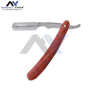 Afeitadoras manuales de seguridad con mango de madera y hoja de acero al carbono para afeitado de rasante, estilo clásico. Venta al por mayor. - Product Image 5