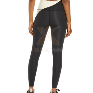 Vêtements de sport, faible MOQ, pantalons de yoga personnalisés pour femmes, taille élastique de haute qualité, couleur unie, mi-longueur, écologiques, respirants, en Spandex/Polyester - Product Image 4