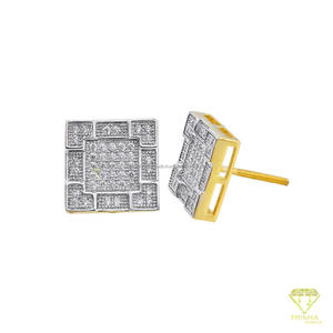 Boucles d'oreilles carrées en moissanite et diamant, en argent sterling 925, motif géométrique, bijoux pour femmes, cadeau haut de gamme - Product Image 3
