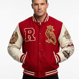 Chaqueta Varsity Vintage para Hombre, Fabricada con Materiales Ecológicos, Transpirable, con Cierre, para Invierno, Estilo Urbano, Bordada con Contraste de Color - Product Image 4