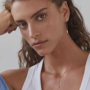 Ear Jackets <b>Chain</b> <b>Earrings</b> 14K 18K Solid Gold Bezel Set Round Cut Lab Grown Diamond 43mm Layering Solitaire Everyday Wear - Product Image 6