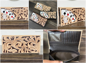 2025 Handcrafted Stylish Hand Tooled Genuine Leather Men's bifold <b>Wallet</b> Cards & Floral Design Slim Cash Organizer Card Holder - Product Image 3