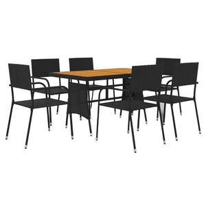 Grande Set da Pranzo Ergonomico da Esterno in Rattan PE Nero per Giardino - Product Image 3