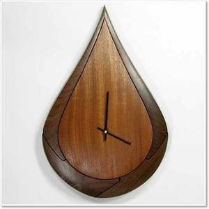 Horloge murale en bois massif naturel, quartz silencieux sans tic-tac, design Art Déco, étanche, cadeau de mariage - Product Image 1