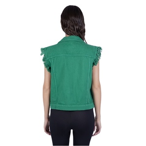 New Arrival 100% Cotton Quilted Knitted Stretchable Breathable Acid Wash Multi Pockets Distressed Sleeves Plain Women's - Product Image 3