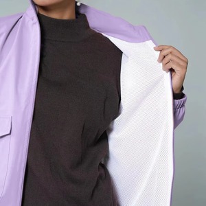 Blouson bomber violet pour femme, manches longues, col à capuche, fermeture éclair, imperméable, coupe-vent, en nylon, pour toutes les saisons - Product Image 6