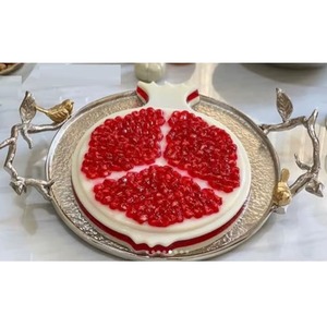 Rectangular Silver Decorative Tray With Gold-Plated Floral Handles Modern Design Single Piece - Product Image 5