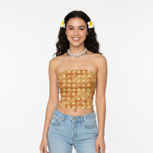 New Summer Beach Hawaiian <b>Lei</b> Floral Design Slim Stretch Tube Top Custom Print Bandeau Women's tank Tops Crop Top - Product Image 3