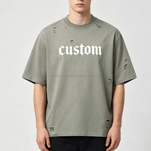 เสื้อยืดแขนสั้นผู้ชายสีเขียวมะกอก ทรงปกติ ผ้าถัก พิมพ์ลายตัวอักษรยางนูนด้านหน้า คอกลม สไตล์ลำลอง วินเทจ เป็นมิตรกับสิ่งแวดล้อม - Product Image 1