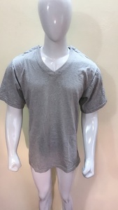 Unisex Dual Shoulder & Side Access <b>Post</b> Surgery & Rehab 100% Cotton Men Casual Blank Solid Jersey 220g Short Sleeve Snap Shirts - Product Image 3