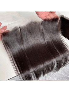 Excellent Quality NAJIR HAIR HUB Brazilian Straight Frontal Lace Remy Human Hair Natural Black Silky Smooth Closure Machine - Product Image 1