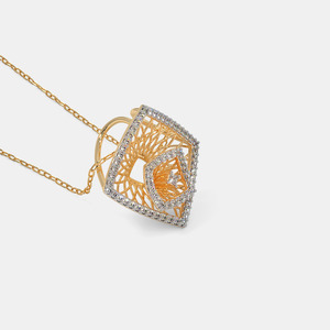 Collar con Colgante de Diamante Cultivado en Laboratorio con Filigrana Geométrica en Oro Amarillo - Product Image 4