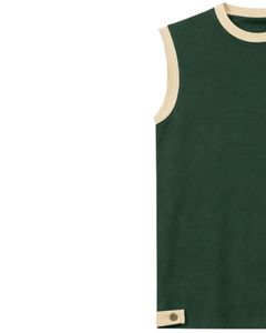 Customized Men Dark <b>Green</b> Sleeveless Tank Top And Shorts Set Casual Summer Cotton Outfit Contrast Trim Drawstring Two Piece Set - Product Image 3