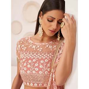 Adoring Pink Embroidered <b>Net</b> Plus Size Lehenga Choli for Bridesmaid - Product Image 3