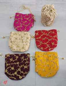 Luxury Handcrafted Polyester Embroidered Potli <b>Bridal</b> Wedding Ethnic Indian FLAP Closure Evening Clutch Party Favour Fashion - Product Image 3