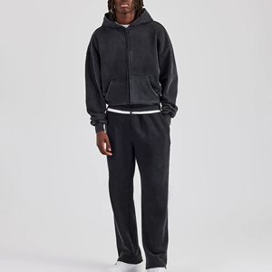 Ensemble de survêtement 2 pièces oversize 100 % coton, tendance, le plus vendu, pour l'hiver, avec sweat à capuche épais et pantalon de survêtement - Product Image 1