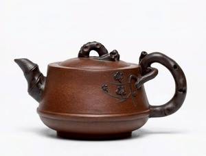 Théière authentique artisanale en argile Zisha de Yixing, de qualité supérieure, en argile violette, de collection, de forme libre et ronde, de style chinois - Product Image 2