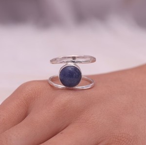 Wholesale 925 Sterling Silver Classic Elegant Engagement <b>Lapis</b> <b>Lazuli</b> Gemstone <b>Ring</b> Stunning Jewelry for Women Girls Parties - Product Image 6