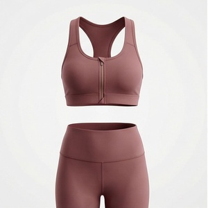 Soutien-gorge de yoga pour femmes, grande taille, fermeture éclair intégrale, confortable, respirant, sous-vêtements de fitness pour filles, vêtements de sport personnalisés, ensemble de gym - Product Image 1