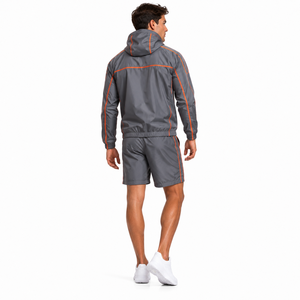 Conjunto de Chaqueta Cortavientos de Nailon para Hombre con Pantalones Cortos para Correr y Deportes de Equipo, Proveedor Mayorista OEM, Fabricante Directo de Fábrica, Logotipo Personalizado al por Mayor - Product Image 2