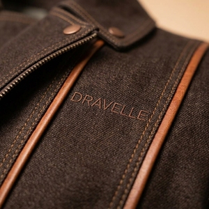 Blouson Biker Homme en Jean Brun Vintage Personnalisé avec Patchs en Cuir, Fermeture Éclair Asymétrique, Panneaux Matelassés, Style Western Moto, Vêtement d'extérieur OEM ODM - Product Image 6