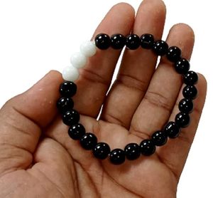Crystal <b>bracelet</b> <b>Black</b> Obsidian & White jade Round Beads <b>Bracelet</b> 8mm Stone Gemstone Fashion <b>Men</b> and Women Gift Energy - Product Image 5