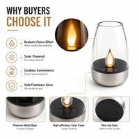 Lanterne de table solaire à flamme vacillante personnalisée OEM en gros, abat-jour transparent pour patio, jardin, décoration extérieure, bougie LED sans flamme