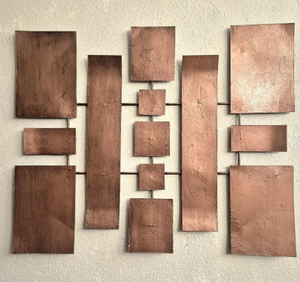 Arte de pared de metal chapado en cobre, decoración para el hogar, para dormitorio y sala de estar, hecho a mano, decoración de pared personalizada - Product Image 1