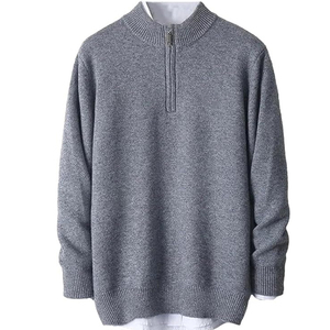 Pull-over sur pied avec fermeture à glissière mi-hauteur pour hommes manteau tricoté pull en laine d'hiver grande taille pull en cachemire à col épais et ras du cou - Product Image 2