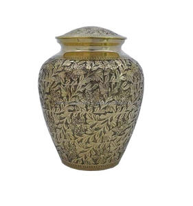 Golden <b>Cream</b> Urn Fully Laminated for Human Ash Funeral Memorial Cremation Urn for Human Ashes Handcrafted Cremation Urn - Product Image 1