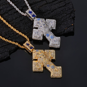 Collier pendentif croix en moissanite pour homme, argent 925, pierre bleue, chaîne cubaine glacée, cadeau religieux pour homme, bijou tendance - Product Image 6